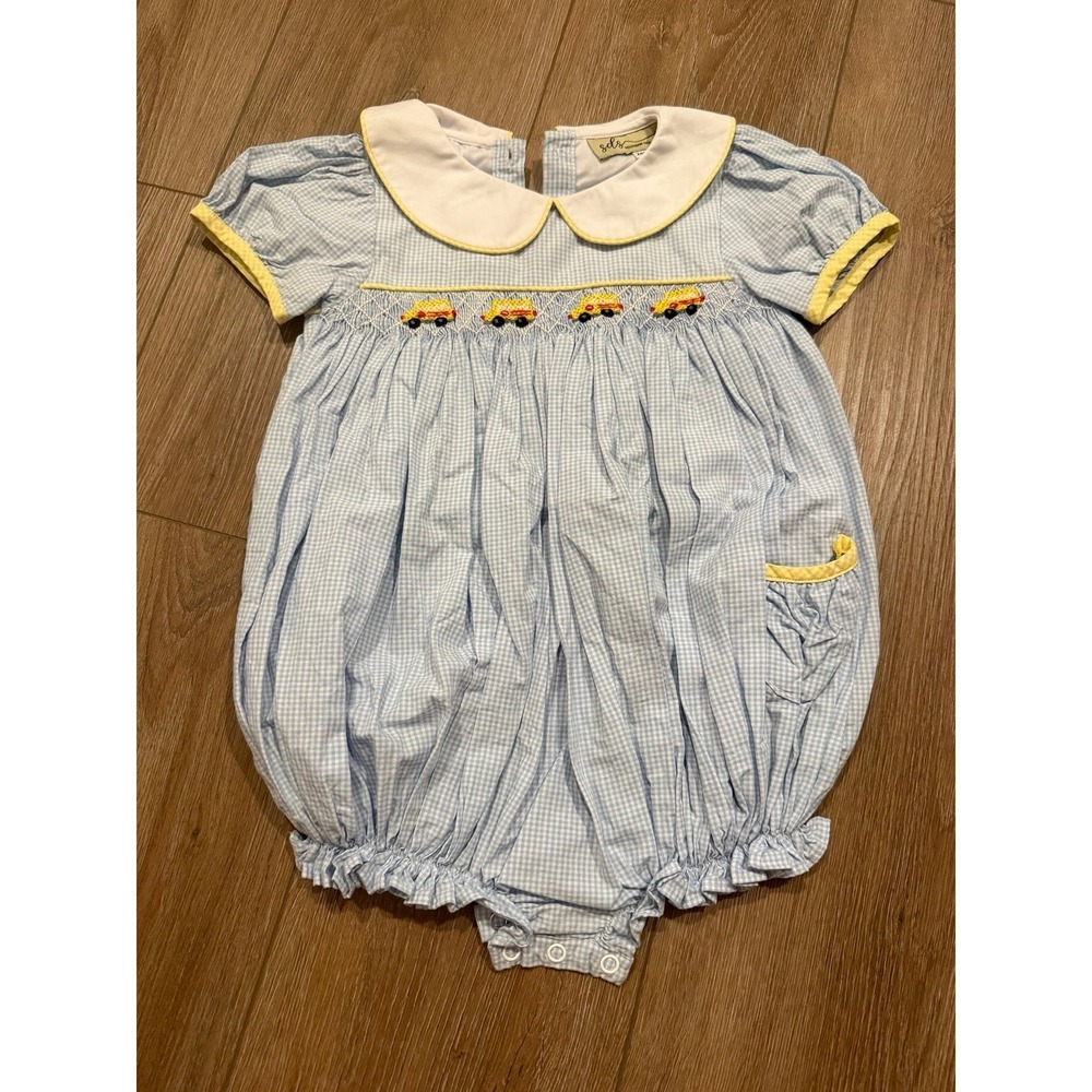 Southern Darlin Smocks 24m School Bus Smocked Bubble